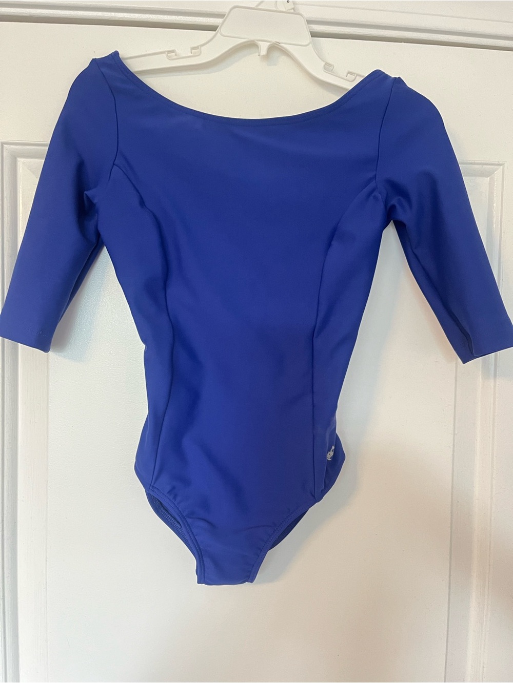 Mariia Crown Leo Royal Blue Dance Leotard 3/4 Sleeve Boatneck CM Med 8-10